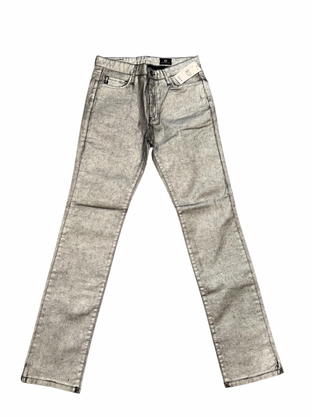 AG Adriano Goldschmeid Mari High Rise Straight Silver Jeans